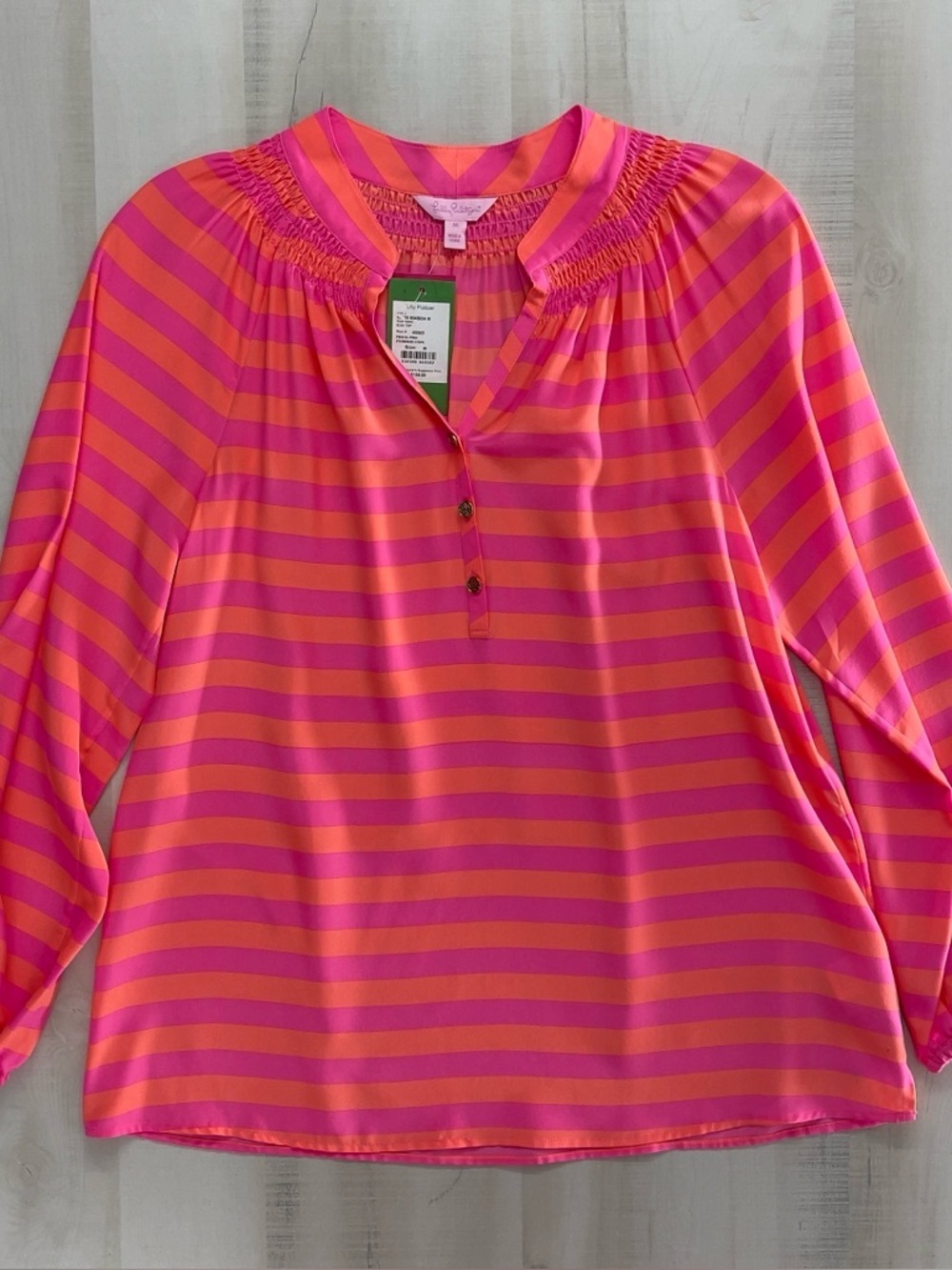 nwt LILLY PULITZER Elsa silk tunic blouse flowy top striped pink orange M - Picture 1 of 7